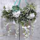 Winlyn 5.9' Long Faux Silver Dollar Eucalyptus Leaves Greenery Artificial Garland in Grey Green for Wedding Arch Swag Backdrop Doorways Table Runner Indoor Outdoor