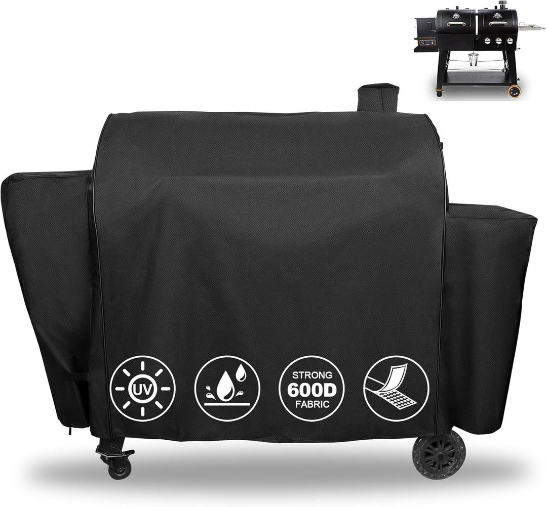 QuliMetal Grill Cover for Pit Boss Pro Series Triple-Function Combo Grill PB1100PSC1 PB1100PSC2 Sportsman PB1230 Wood Pellet/Gas Combo 1230 PB1230SP PB1230G, PB 67364-600D Fade Resistant Grill Cover (Black)
