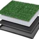 Dog Grass Pet Loo Indoor/Outdoor Portable Potty, Dog Litter Box, Artificial Grass Patch Bathroom Mat and Washable Pee Pad for Puppy Training, Full System with Trays (Pet Training Tray, 20"x16"), 20"x16"4 Layer Potty System)