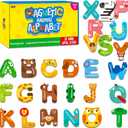Large Size Magnetic Letters, Cute Animal Alphabet ABC Magnets for Fridge Colorful Uppercase Animals Toys Set Educational Spelling Learning Games for Kids, Toddlers 3 4 5 Years Old