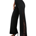 GORGLITTER Women's Lace Bell Pants Bottom Flare Flared Leg Elastic High Waist Casual Office Trousers M