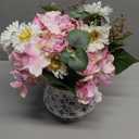 Briful Centerpiece for Dining Table with Faux Hydrangea, Artificial Pink Hydrangea Arrangement in Blue & White Vase, Dining Table Decor Farmhouse Coffee Table Decor, Fake Flowers in Vase Home Decor