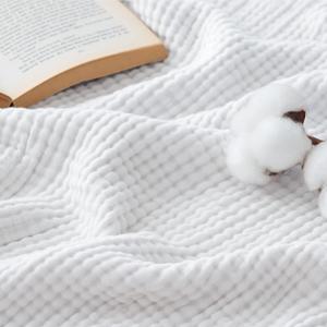 Bedsure 100% Cotton Muslin Blanket Queen Size for Bed - 4-Layer Breathable and Lightweight Thin Soft Summer Gauze Muslin Blankets for Adults, White, 90x90 Inches