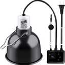 Reptile Heat Lamp Fixture with Dimming Thermostat - 5.5'' Light Dome with PID Thermostat, for Ceramic Heat Emitter & Basking Light Bulb, for Bearded Dragon, Snake, Tortoise, Lizard Tank Accessories