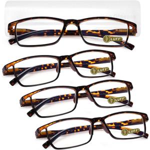 LUFF 4Pcs Anti-Blue-ray Reading Glasses Portable Ultra-Light Readers(2.25X) (Leopard)