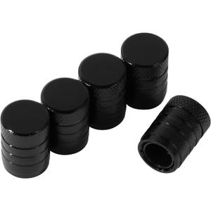 6 x Black Anodized Aluminum Tire Valve Stem Caps with Plastic Inner Sleeve, Corrosion Resistant. Universal Valve Caps for Cars, Trucks, Motorcycles, Pack of 5