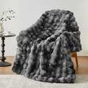 Anysay Faux Fur Throw Blanket, 1000GSM Fluffy Soft Bubble Blanket for Couch Bed, Cozy Plush Warm and Thick Blanket, Fuzzy Rabbit Throw for Living Room Bedroom 80''*90'' Tiedye Grey