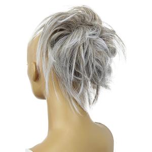 CAISHA XXL Hairpiece Scrunchie Updo Voluminous Slightly Wavy Messy Bun Gray Mix G10F