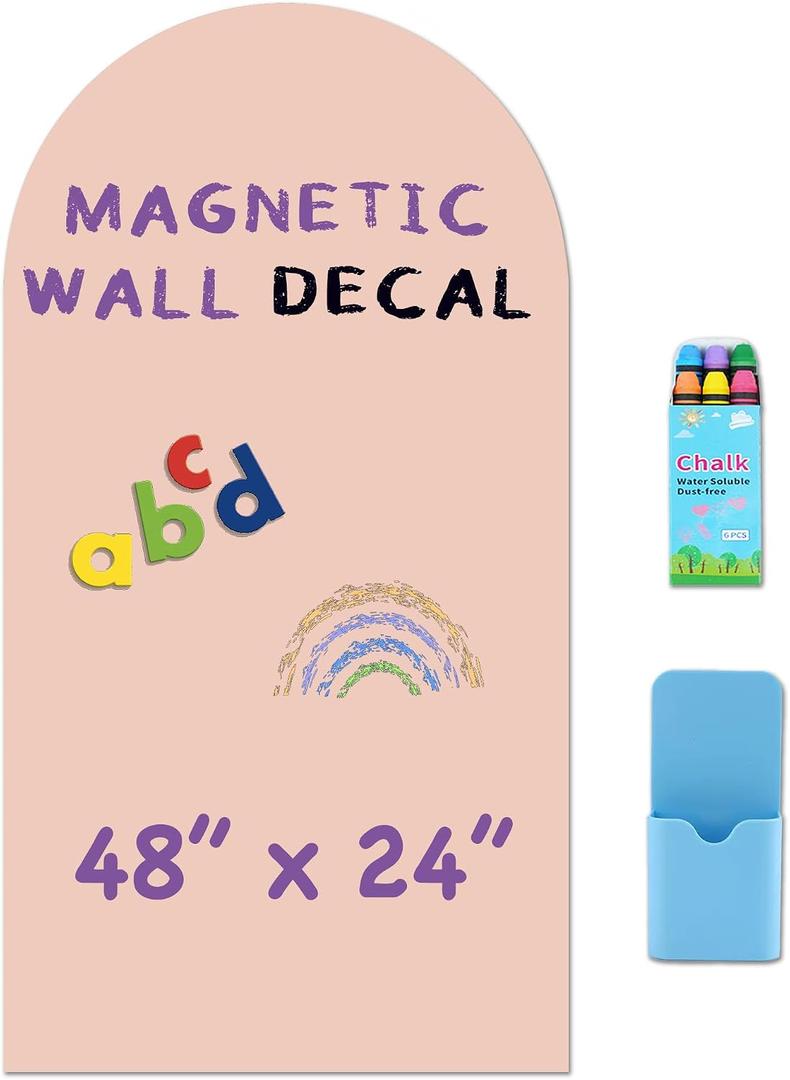 Arch Magnetic Wall Decal - 48" x 24" Matte Finish Chalkboard Sticker for Wall - Magnetic Board for Playroom, Home Classroom(Camel Blush)