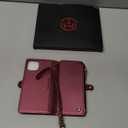 Defencase Compatible with iPhone 13 Case Wallet with RFID Blocking Card Holder for Women and Men, Fashion PU Leather Magnetic Snap Flip Zipper Strap Wallet Phone Case Fit for iPhone 13 6.1", Red