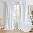 KEQIAOSUOCAI Blackout Extra Long Linen Look Curtain Draperies 126 Inches Long, White Custom Made Thick Drapes Full Shade Linen Curtain Panels for Light Sleepers 10.5 feet Length 50x126 Inch