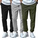 Locoowai 3 Pack Men's Casual Jogger Pants, Cotton Drawstring Sweatpants with Pockets Hiking Outdoor Athletic Joggers, XL