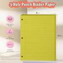 Loose Leaf Paper, 300 Sheets, Wide Ruled, 8" x 10.5", 6 Pack, 70gsm Notebook Paper Filler Sheets, 3 Hole Punched, 50 Sheets/Pack, Wide Ruled Office Filler Writing Notepads for 3 Ring Binder, Yellow