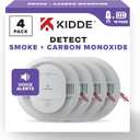 Kidde Hardwired Smoke & Carbon Monoxide Detector, 10-Year Battery Backup, Voice Alerts, Interconnectable LED Warning Light Indicators, 4 Pack