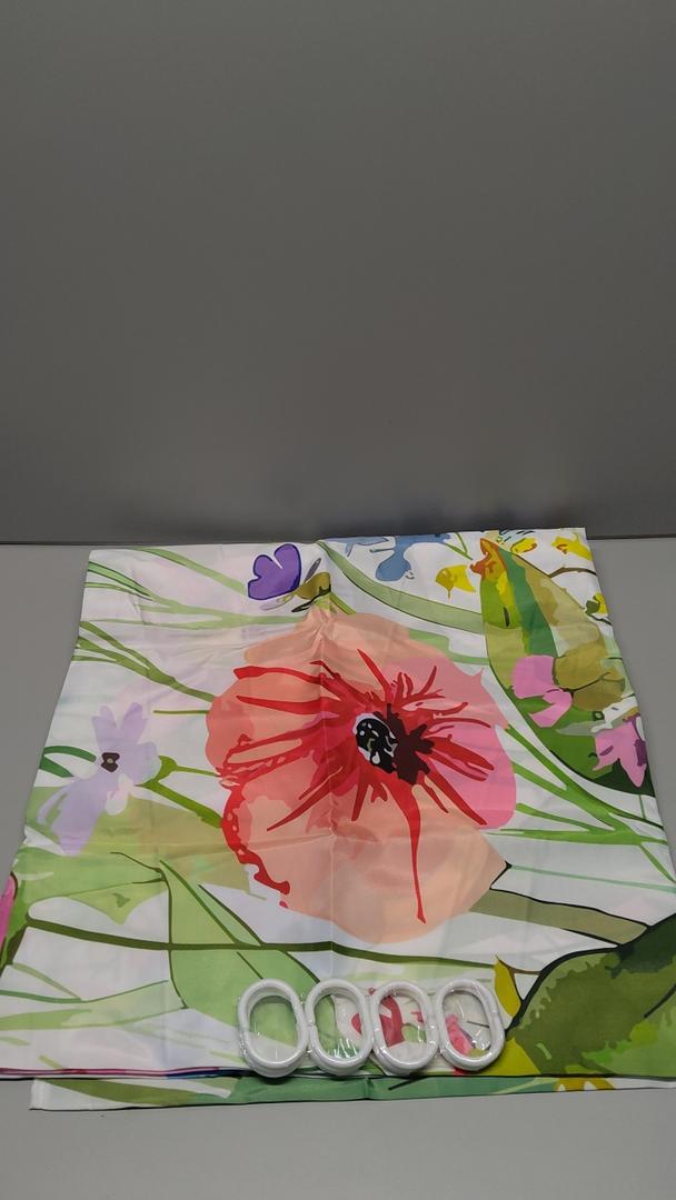 ANQSYY Floral Shower Curtain for Bathroom, Watercolor Wildflower Design with 12 Hooks, Machine Washable Fabric, 72 x 72 Inch, Boho Farmhouse Rustic Decor.