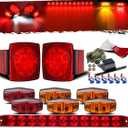 Partsam Submersible Under 80" LED Trailer Light Kit,Square Stop Turn Tail RV Truck Lights w/Wire &Bracket,Red/Amber Side Fender Marker Lamps,3rd Brake ID Light Bar for Camper Truck RV Boat Snowmobile