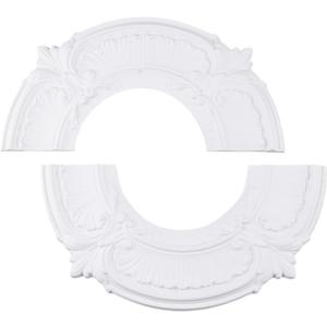 Split Design 12 Inch Ceiling Medallion for Lights & Fans - 5 Inch Cutout, Detachable PU Segments, Easy Install, White Ceiling Plate Decor