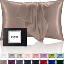 INSSL Mulberry Silk Pillowcase for Hair and Skin Health,Natural Silk Pillow Cover with Hidden Zipper Both Side Silk1 pcs (Light Coffee, Standard 20"x26")