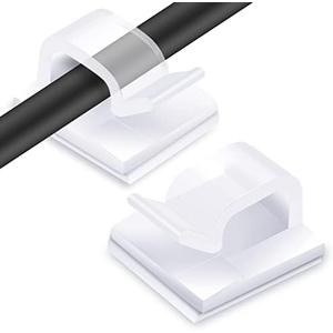 60PCS Cable Clips, KGROTE Outdoor Wire Clips Adhesive Cable Hooks Cord Organizer Holder Christmas Light Clips for Desk, Wall Cable Management, String Lights, Fairy Lights, Decorations Hanging - Clear