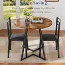 VECELO Small Round Kitchen Table with 2 Upholstered Chairs, 3-Piece Wood Dinette Sets with Steel Frame for Breakfast Nook, Dining Room, and Small Space, Brown, 31.5 inches diameter