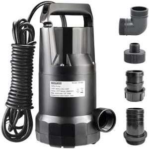 WASSERMANN 1/3HP Submersible Water Pump-Oil Free Design with 10 FT Power Cord,2900GPH Thermoplastic Utility Portable Transfer Pump Clean Water Removal Drain Pump for Swimming Pool Garden Basement
