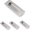 HOMOTEK 4 Pack 120mm Flush Sliding Closet Door Pulls, Recessed Finger Pulls for Sliding Barn Bypass Door Handles, Cabinet Drawer Rectangular Invisible Pull- Small Size 4.75 in, Brushed Stainless Steel
