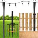 MuliVid 2 Pack 10FT Lighting Hanging Pole for Outside, Waterproof Hardened Metal Outdoor String Light Poles for Patio, Garden, Bistro, Wedding, Parties