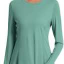 Avoogue Women UPF 80+ UV Shirts Long Sleeve with Thumb Holes Workout Sun Shirt Quick Dry Athletic Hiking Running Tops (Green, M)