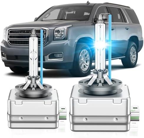 SENROBO D3S HID Xenon Headlight Bulb Compatible with GMC 2015 2016 2017 2018 2019 2020 Yukon XL Denali 2013-2019 Acadia HID Headlights - White Blue 8000K Pack of 2