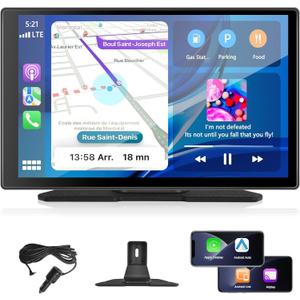 Portable Wireless Apple Carplay Android Auto Screen for Car,9 Inch Touch Screen Car Radio with Bluetooth,Voice Control,Car Paly for All Vehicle