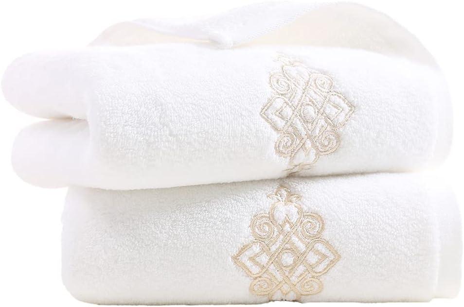 YiLUOMO Super Thick Luxury White Hand Towels Soft 100% Cotton Highly Absorbent Embroidered Decorative Hand Towel Set for Bathroom Hotel & Spa(13 x 29 Inch, 2 Pack)