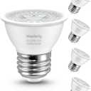 PAR16 LED Short Neck Recessed Spotlight Bulb, 6W(60W Equivalent) Curio Cabinet Light Bulb, Flicker-Free, 600 Lumens, Daylight 5000K, E26 Medium Base, Non-Dimmable, 4-Pack