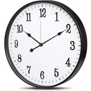 Metal Wall Clock, 12 Inch Indoor Outdoor Non Ticking Silent Modern Wall Clock, Easy-to-Read Large Numbers, Retro Wall Clocks for Living Room, Kitchen, Patio, Office, Bedroom Decor