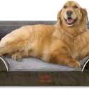 Comfort Expression Orthopedic Dog Bed for Extra Large Dogs 42x30 Inch, Waterproof Egg Crate Foam XL Pet Bed with Removable Bolsters, Dog Couch with Washable Cover & Non-Slip Bottom, Dark Green