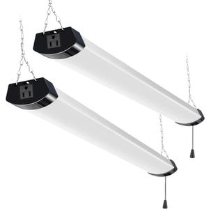 hykolity 4FT 120W LED Shop Light Linkable, 13000lm(400w Equivalent), 5000K Utility Shop Lights for Garages, Workshops, Basements, Hanging or FlushMount, with Power Cord and Pull Chain, ETL, 2 Pack (Black)