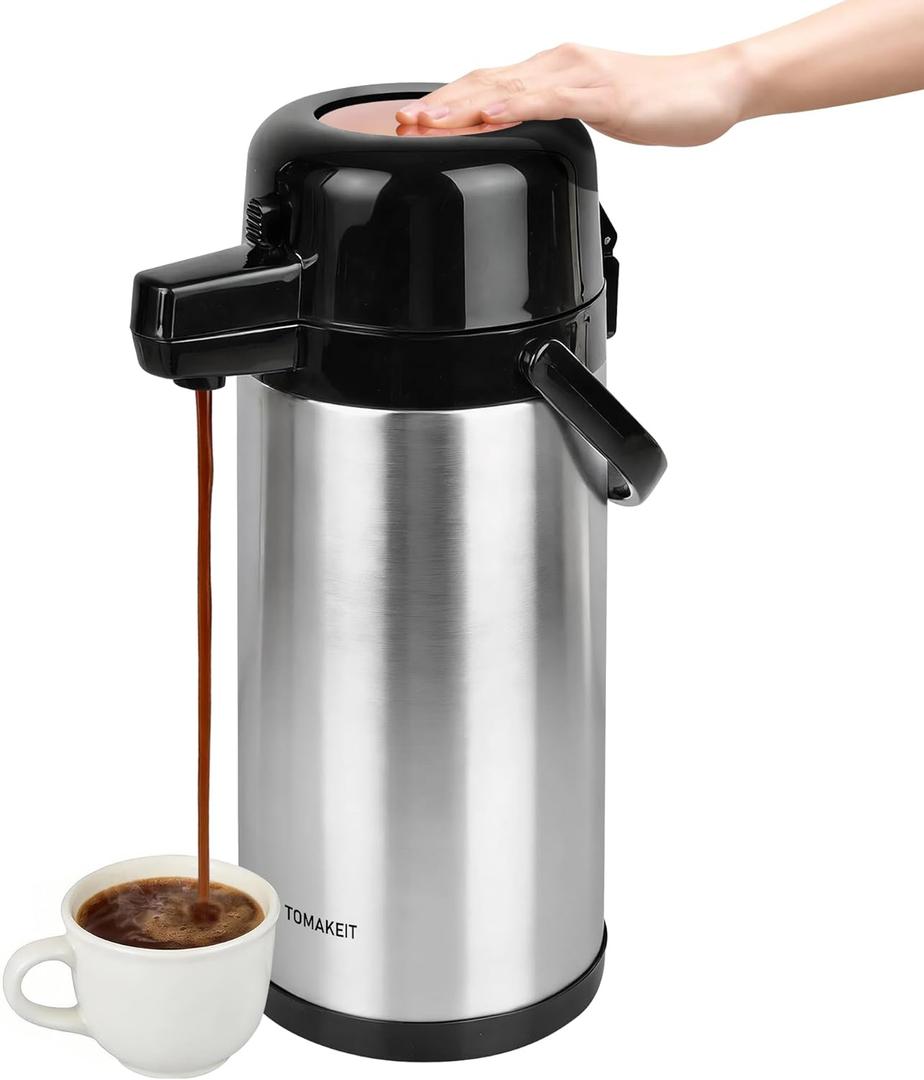 Airpot Coffee Carafe for Keeping Hot,102oz/3L Coffee Dispenser Thermal with Pump,Insulated Stainless Steel Hot Beverage Dispenser for Parties,Thermal Carafe for Hot Drinks Water Tea Chocolate