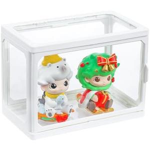 Glass Display Case for Figures Small Clear Display Stand for Collectibles Stackable Assemble Display Box for Action Figures Toys Dustproof Clear Storage Box Showcase for Pop Mart