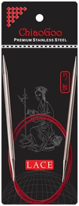 ChiaoGoo Red Lace Circular 32 inch (81cm) Stainless Steel Knitting Needle Size US 6 (4mm) 7032-6 (Zilver)