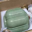 9in Green Milk Glass Ceiling Light, LED Bulb Included, Vintage Schoolhouse Semi Flush Mount Pendant Light Art Deco Chandelier for Kitchen Dining Room Hallway Bedroom, Antique Gold & Green
