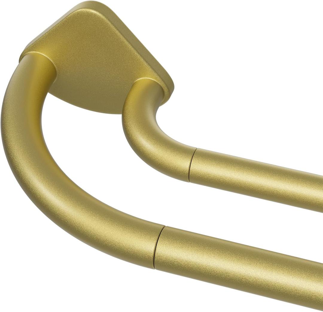 Gold Double Curtain Rod 38 to 130 Inches, Blackout Wrap Around Curtain Rod for Windows, 6/8 Inch Room Darkening Telescoping Double Drapery Rod, Easy Install for Rentals & Apartments