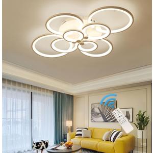 Ganeed Modern LED Flush Mount Lighting Fixture,Dimmable 8-Head Close to Ceiling Light Acrylic Chandeliers for Bedroom Living Room Dining Room Kitchen Office(100W/3000-6500K)