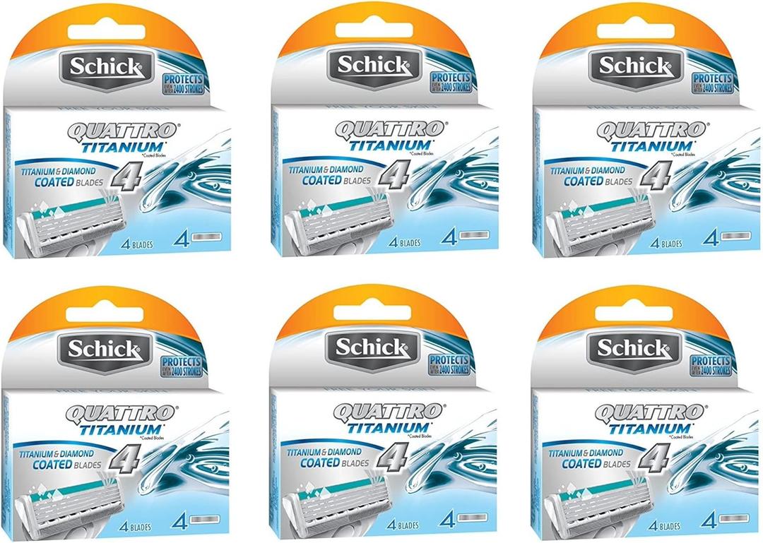 Schick Quattro Titanium Razor Blade Refills for Men - 24 Cartridges