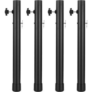 4 Pack Adjustable Table Leg Extenders - 17.3 Inch Black Heavy Duty Steel Folding Table Risers With 4 Levels