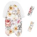 2-in-1 Baby Head Support and Strap Cover for Car Seat, Super Soft Mink Floral CarSeat Insert Cushion Headrest for Bouncers, Strollers, Swing, Daisy Floral