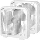 shinic 2 Packs 10" Tabletop Box Fan, 2 Speeds, Quiet Table Fans with Strong Airflow, Energy Efficient Small Box Fan, Portable Kitchen Exhaust Fans for Bedroom Bathroom Office Dorm Workshop, White, Double Units