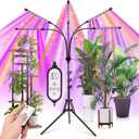 yentbokj Grow Lights for Indoor Plants,5 Heads Red Blue White Full Spectrum Plant Light with 15-60" Adjustable Tripod Stand, Indoor Grow Lamp with Remote Control and Auto On/Off Timer Function