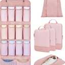 BAGSMART Hanging Compression Packing Cubes for Closet Organizers And Storage, 6 Set Suitcase Organizer Bags Set, Cruise Travel Essentials for Women | Hanging, Compression, Packing Cubes, for Women (Baby Pink)