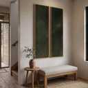 Framed Abstract Wall Art Set, 2 Piece Vertical Dark Green Canvas Prints, 14"W x 57"H x 2Pcs