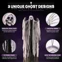 3PCS Hanging Halloween Skeleton Ghosts Decorations for Outdoor Indoor