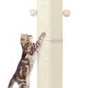 Cat Scratching Post 33 Inch Nature Sisal Cat Scratch Post for Indoor Cats, Large Cat Scratcher Protect Your Furniture, for All Breeds (White)